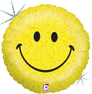 Holographic Smiley Face Foil Balloon