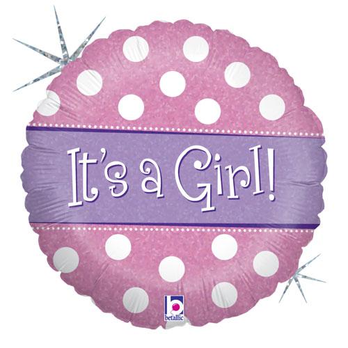 It's A Girl Polka Dots Foil Balloons