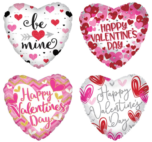 Valentine Assortment Preinflated Balloons