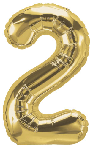 DecoNumber 2 Gold Balloon