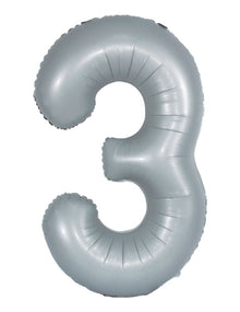 DecoNumber 3 Gray Balloon