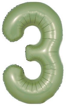 DecoNumber 3 Olive Green Balloon