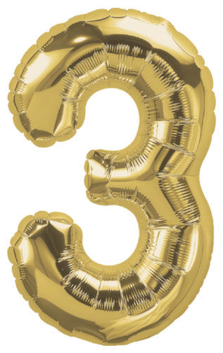 DecoNumber 3 Gold Balloon