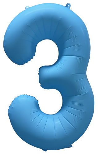 DecoNumber 3 Neon Blue Balloon