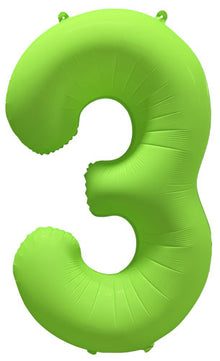 DecoNumber 3 Neon Green Balloon