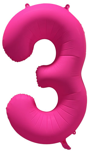 DecoNumber 3 Neon Pink Balloon