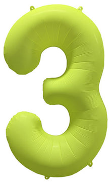 DecoNumber 3 Neon Yellow Balloon