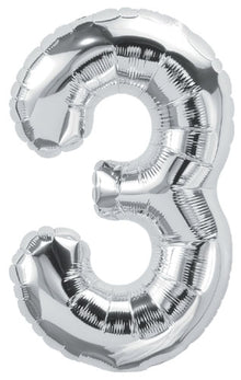DecoNumber 3 Silver Balloon