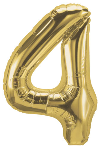 DecoNumber 4 Gold Balloon