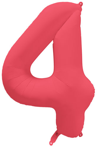 DecoNumber 4 Neon Red Balloon