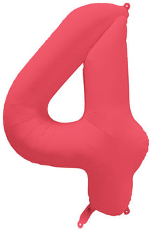 DecoNumber 4 Neon Red Balloon