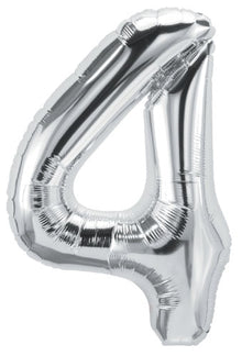 DecoNumber 4 Silver Balloon