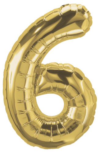 DecoNumber 6 Gold Balloon