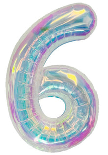 DecoNumber 6 Iridescent Balloon
