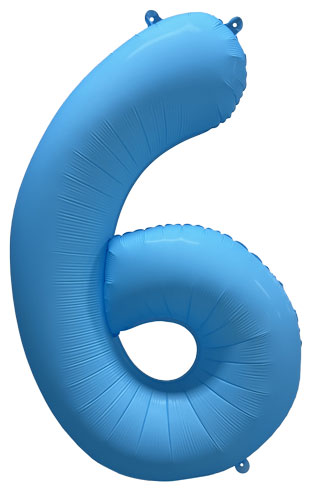 DecoNumber 6 Neon Blue Balloon