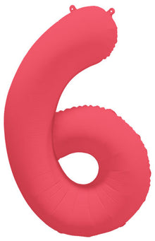DecoNumber 6 Neon Red Balloon