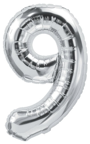 DecoNumber 9 Silver Balloon