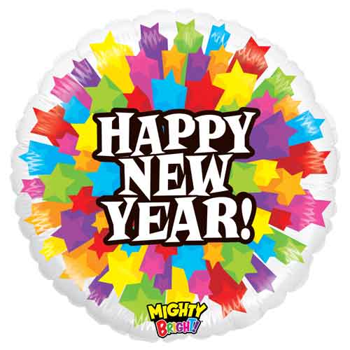 Mighty New Year Starburst Non-Foil Balloons