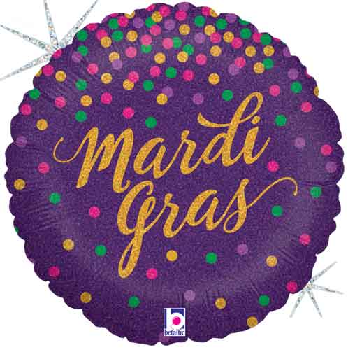 Mardi Gras Glittering Foil Balloons