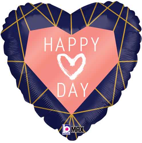 Geo Navy Heart Day Balloons