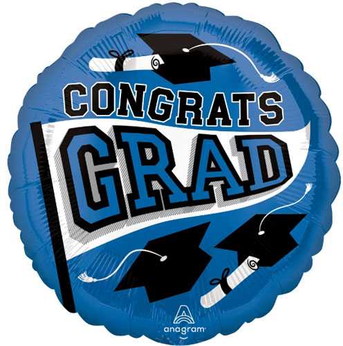 Grad School Colors Blue Foil Balloons