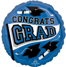 Grad School Colors Blue Foil Balloons