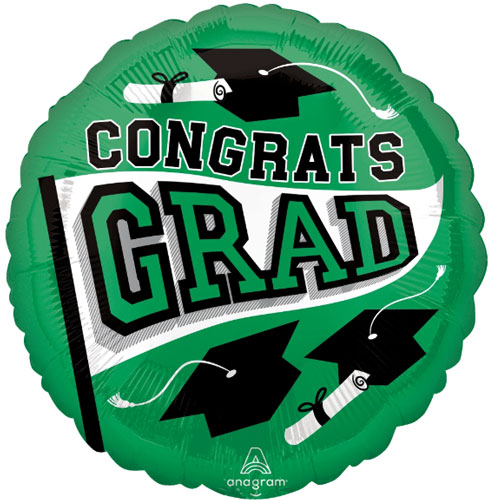 Grad School Colors Green Foil Balloons