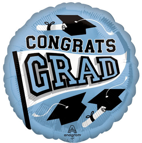 Grad School Colors Light Blue Foil Balloons