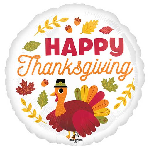 Happy Thanksgiving Pilgrim Turkey Foil Balloons