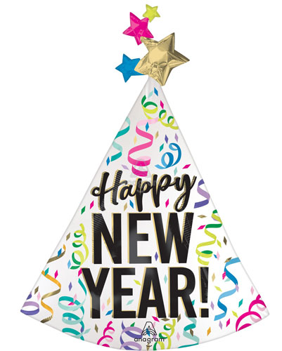 Happy New Year Satin Confetti Hat Shape