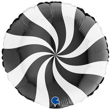 White & Black Candy Swirl Foil Balloons