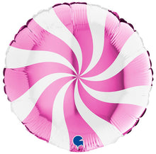 White & Fuchsia Candy Swirl Foil Balloons