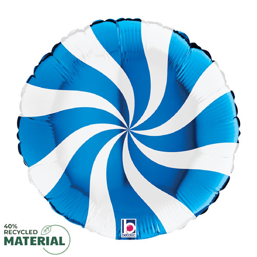 Swirly White & Blue Candy Foil Balloons