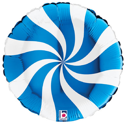 Swirly White & Blue Candy Foil Balloons