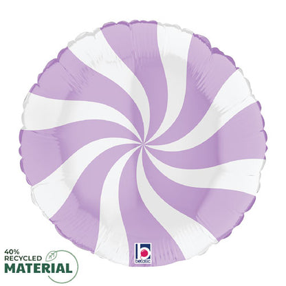 Swirly White & Lilac Candy Foil Balloons