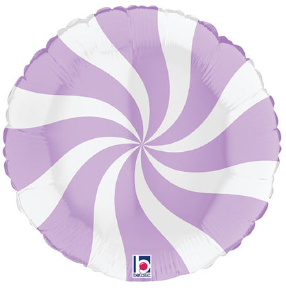 Swirly White & Lilac Candy Foil Balloons