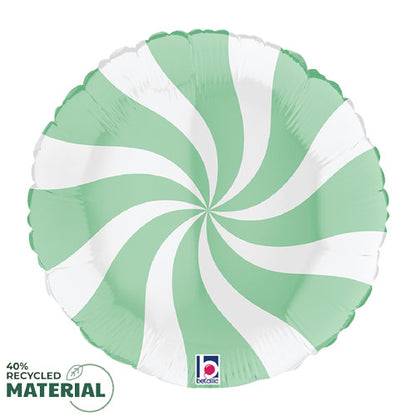 Swirly White & Matte Green Candy Foil Balloons