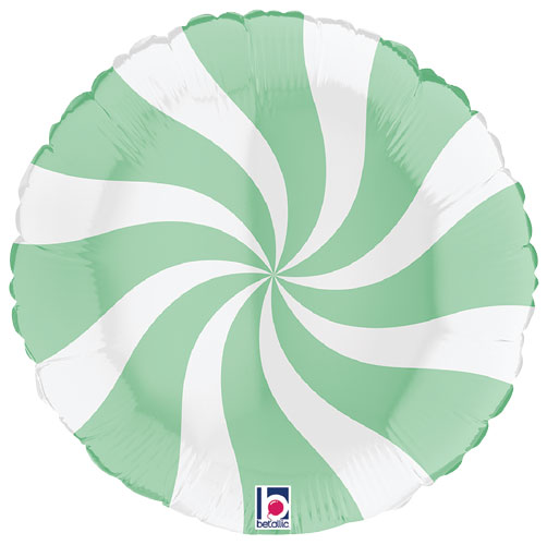 Swirly White & Matte Green Candy Foil Balloons