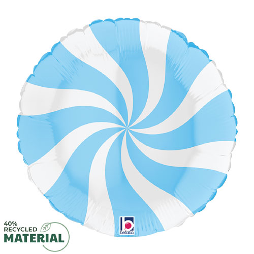 Swirly White & Pale Blue Candy Foil Balloons