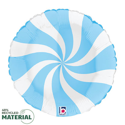 Swirly White & Pale Blue Candy Foil Balloons