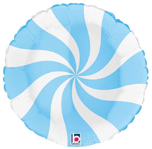 Swirly White & Pale Blue Candy Foil Balloons