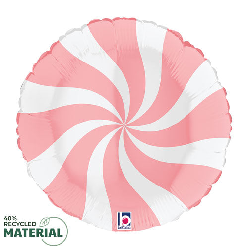 Swirly White & Pink Candy Foil Balloons