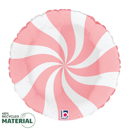 Swirly White & Pink Candy Foil Balloons