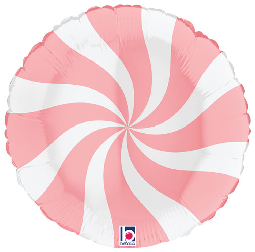 Swirly White & Pink Candy Foil Balloons