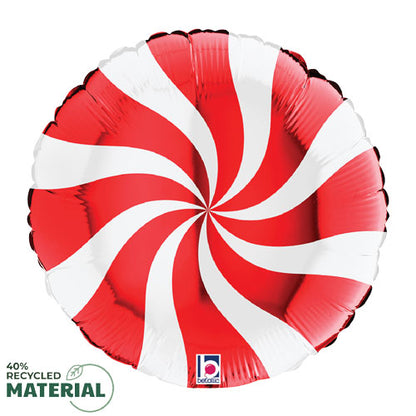 Swirly White & Red Candy Foil Balloons