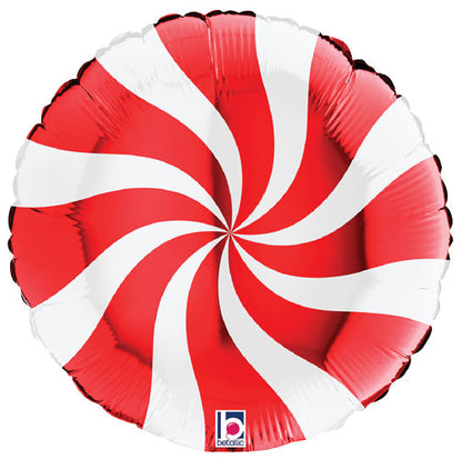 Swirly White & Red Candy Foil Balloons