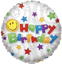 Birthday White Smiley Foil Balloons
