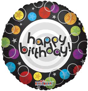 Birthday Dots & Stars Foil Balloon (single-sided)