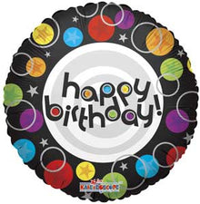 Birthday Dots & Stars Foil Balloon (single-sided)