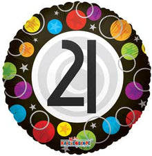 21st Birthday Dots Foil Balloons (single-sided)